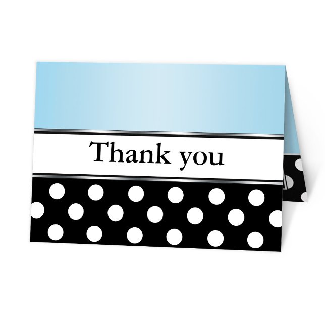 Royal Black Polka Dot Blue Thank You Cards (Creator Uploaded)