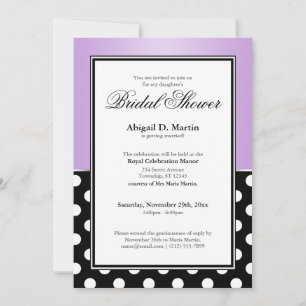 Royal Black Polka Dot Purple Bridal Shower Invitation