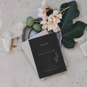 Royal Black Simple Minimaist Wedding Details Enclosure Card