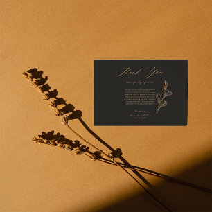 Royal Black Simple Minimalist Wedding Thank You Card