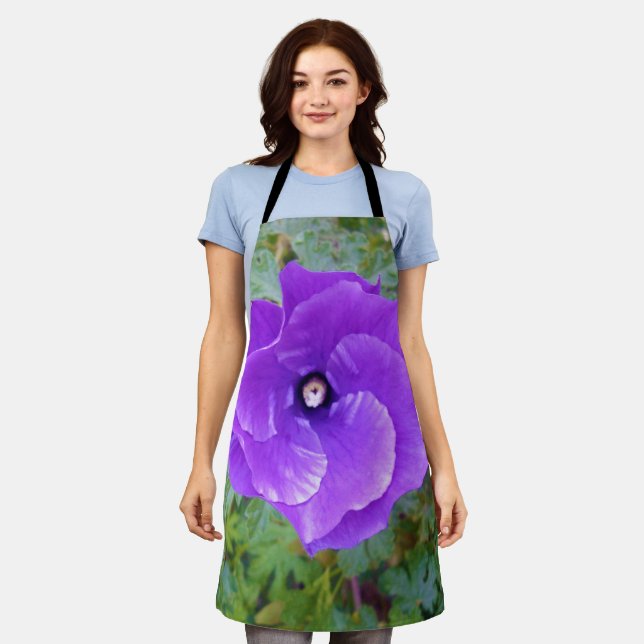 "Royal Bloom: The Purple Hibiscus" Apron (Worn)