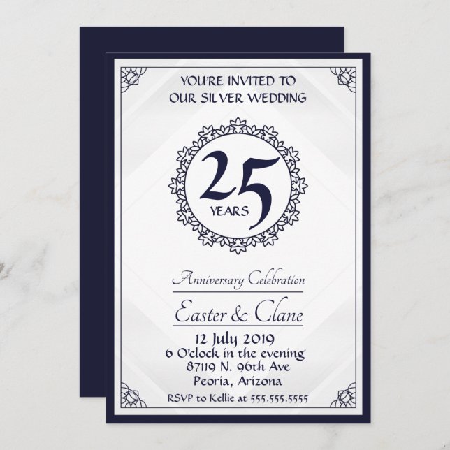 Royal Blue 25th Anniversary Invite (Front/Back)