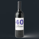 Royal Blue 40 and Fabulous 40th Birthday Party Wine Label<br><div class="desc">Celebrate turning 40 in style with this elegant 40th birthday design. The words 40 and Fabulous in royal blue glitter and black are set using modern typography. Matching products such as party supplies and birthday party invitations are available in our store. If you need any help please contact us through...</div>