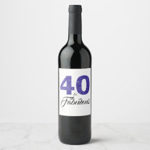 Royal Blue 40 and Fabulous 40th Birthday Party Wine Label