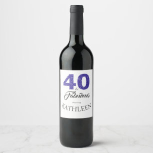 Royal Blue 40 and Fabulous 40th Birthday Party Wine Label