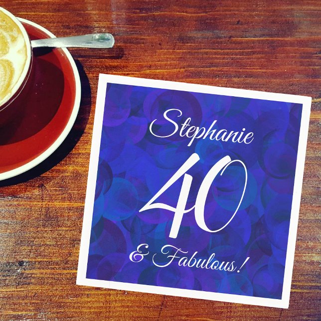 Royal Blue 40 and Fabulous Birthday Party Napkin (Creator Uploaded)