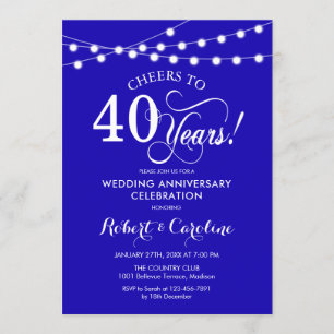 Royal Blue 40th Wedding Anniversary Invitation