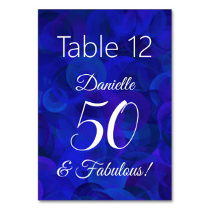 Royal Blue 50 and Fabulous Birthday Party Name Table Number