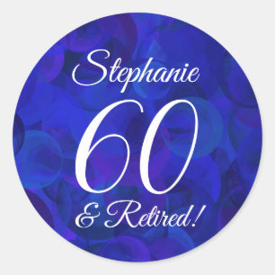 Royal Blue 60 and Retired Retirement Favor Classic Round Sticker