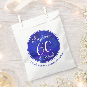 Royal Blue 60 and Retired Retirement Party Favour Bag