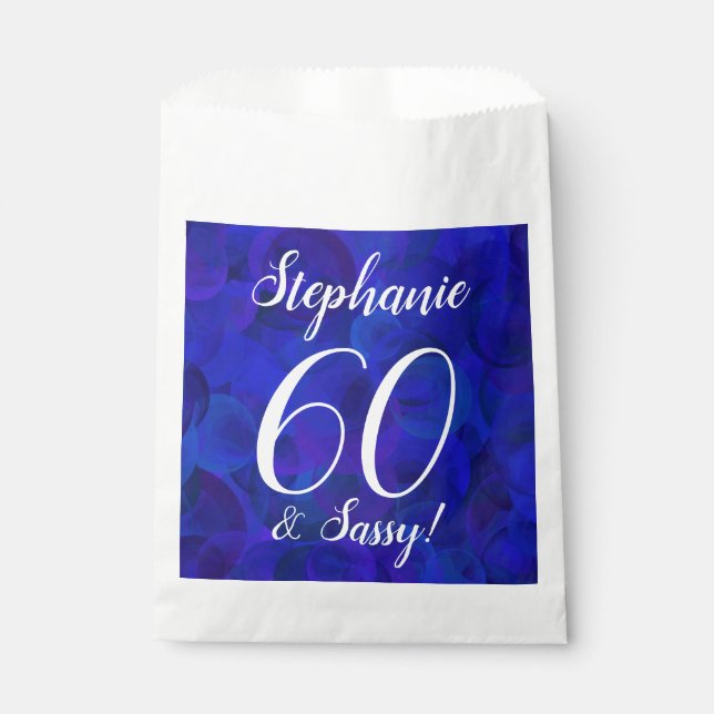 Royal Blue 60 and Sassy Birthday Party Favour Bag (Front)