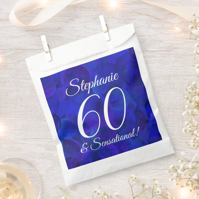 Royal Blue 60 and Sensational Birthday Party Favour Bag (Clipped)