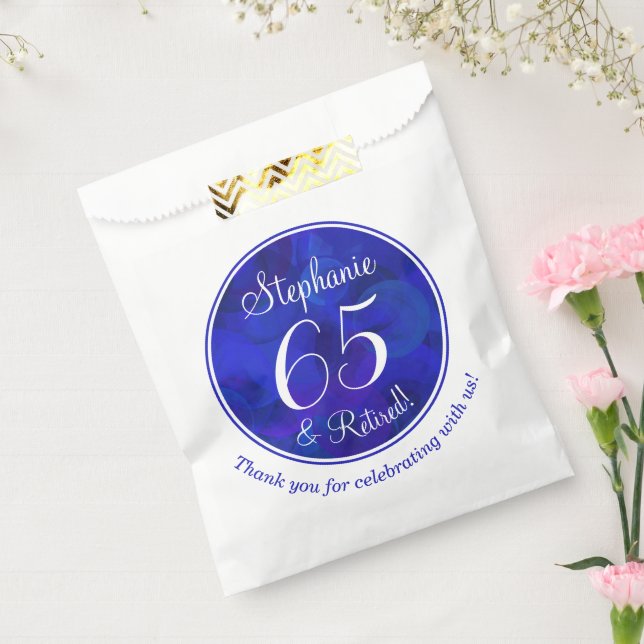 Royal Blue 65 and Retired Retirement Party Favour Bag (Sealed)