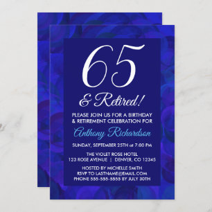 Royal Blue 65 and Retired Retirement Party Invitation
