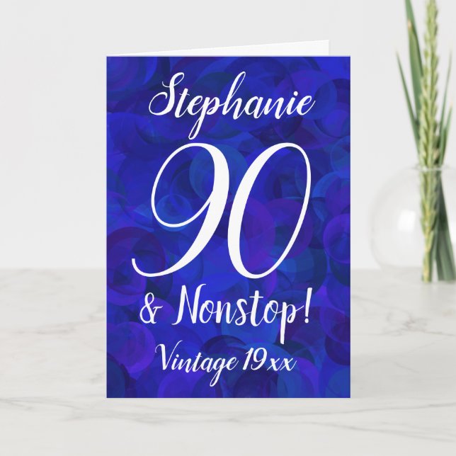 Royal Blue 90 and Nonstop Customised Birthday Card (Front)