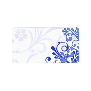 Royal Blue Abstract Floral Wedding Blank Address Label