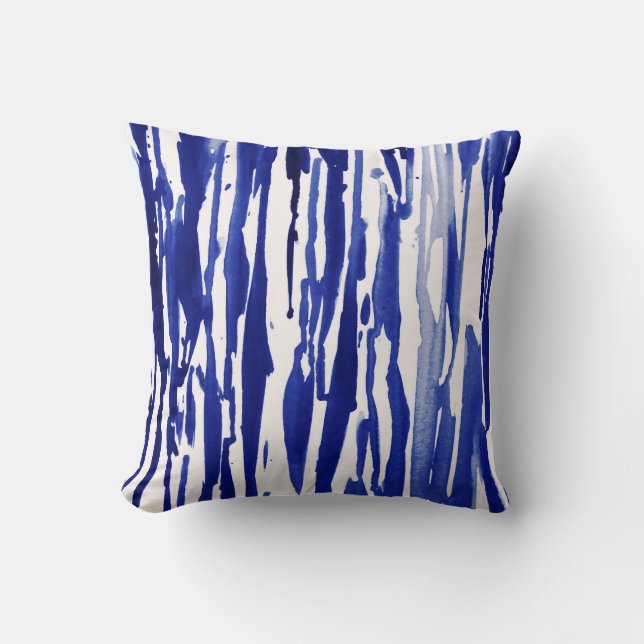 Royal Blue Abstract Stripes Cushion (Front)