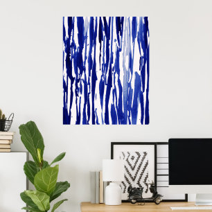 Royal Blue Abstract Stripes Poster