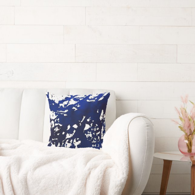 Royal Blue Abstract Watercolor Pillow (Couch)