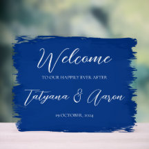 ROYAL BLUE ACRYLIC WELCOME SIGN HORZ