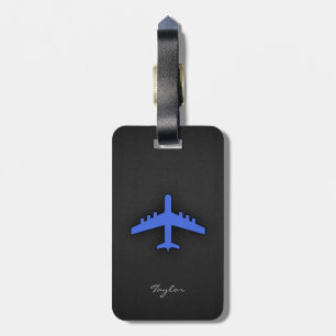 Royal Blue Aeroplane Luggage Tag