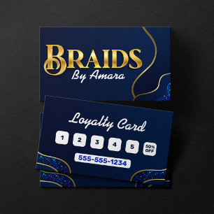 Royal Blue African Hair Braiding Photo Braid Salon Loyalty Card