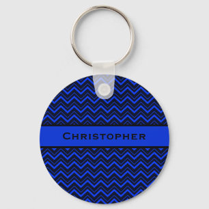Royal Blue and Black Key Ring