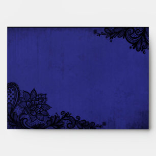 Royal Blue and Black Lace Gothic Wedding Envelopes