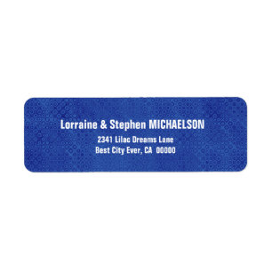 Royal Blue and Black Modern Op Art Dots S317 Return Address Label
