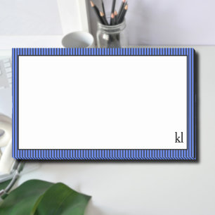 Royal Blue and Black Striped Border   Monogram  Post-it Notes