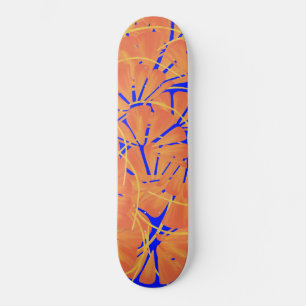 Royal Blue And Citrus Orange Tropical Art Design Skateboard