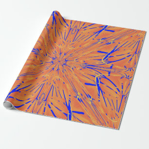 Royal Blue And Citrus Orange Tropical Art Design Wrapping Paper