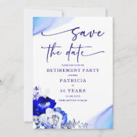 Royal Blue and Dusty Blue Retirement Save the Date