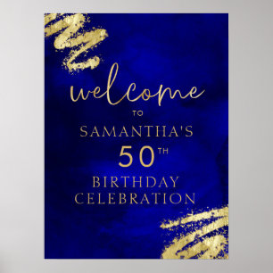 Royal Blue and Gold Birthday Welcome Poster 18x24