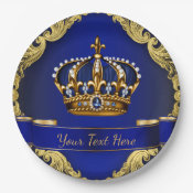 blue and gold paper plates