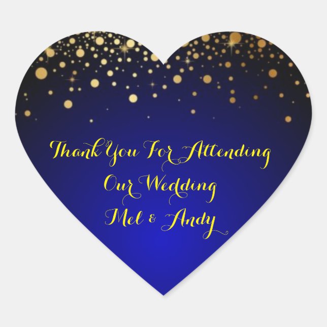 Royal Blue and Gold Customisable Wedding Stickers  (Front)