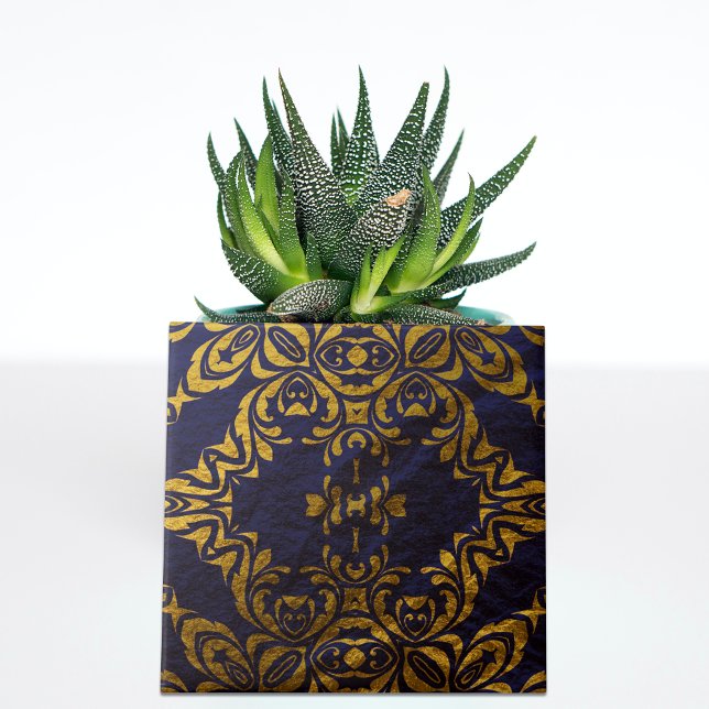 Royal Blue And Gold Elegant Classic Baroque Ceramic Tile (Creator Uploaded)