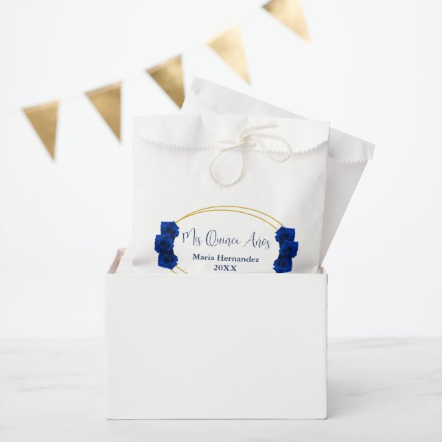 Royal Blue and Gold Geometric Quinceañera Favour Bag (Party)