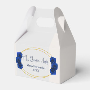 Royal Blue and Gold Geometric Quinceañera Favour Box