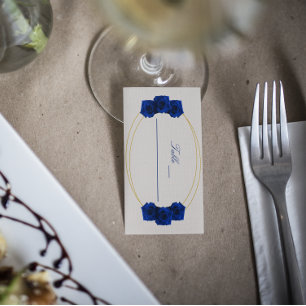 Royal Blue and Gold Geometric Quinceañera Place Card