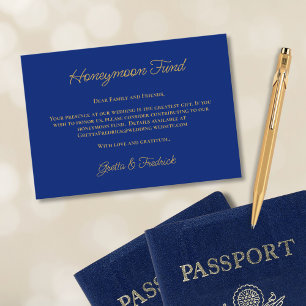 Royal Blue and Gold Honeymoon Fund Request Enclosure Card