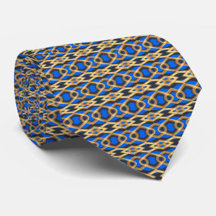 Royal Blue and Gold Interlinked Chains Tie