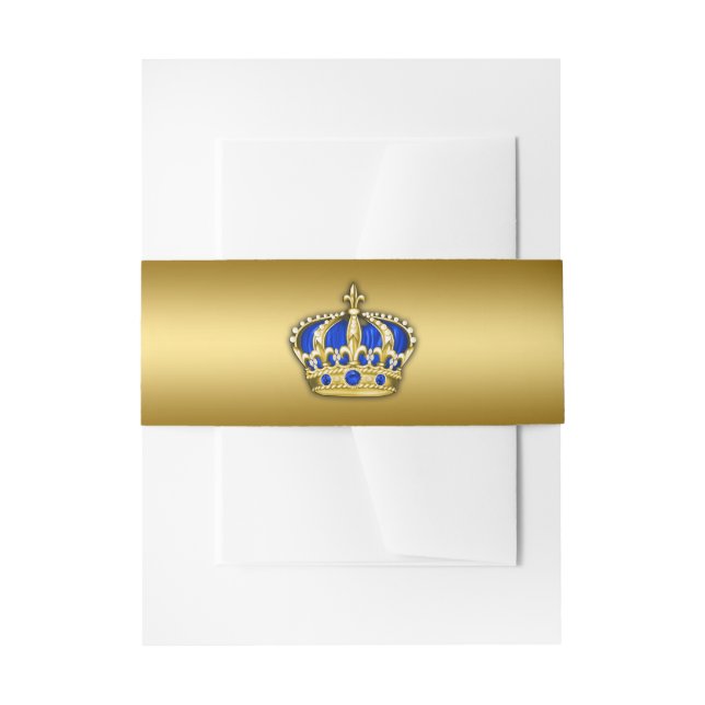 Royal Blue and Gold Prince Invitation Belly Band (Front Example)