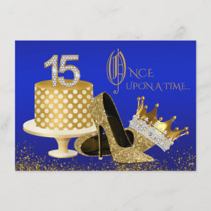 Royal Blue and Gold Quinceanera Invitations