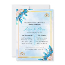 Royal Blue and Gold Rehearsal Dinner Invitation