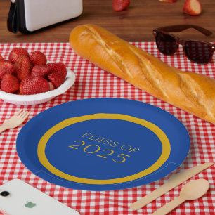Royal Blue and Gold School Colours and Class Year Paper Plate