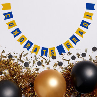Royal Blue and Gold School Colours Graduation Bunting