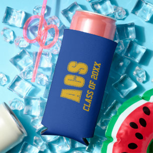 Royal Blue and Gold School Colours Seltzer Can Cooler