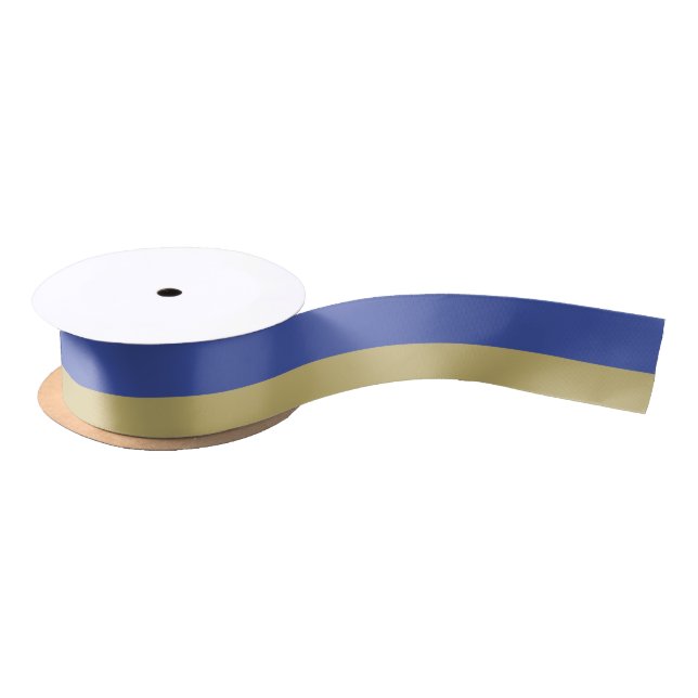 Royal Blue and Gold Striped Satin Ribbon (Spool)