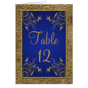 Royal Blue and Gold Table Number Card